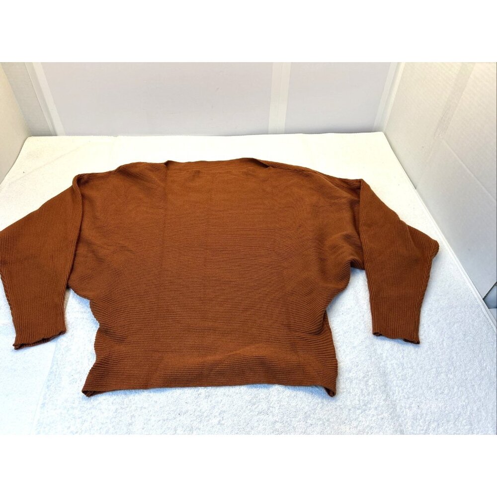 Boat Neck Batwing Sleeves Dolman Knitted Sweater Rust Orange Women One Size New